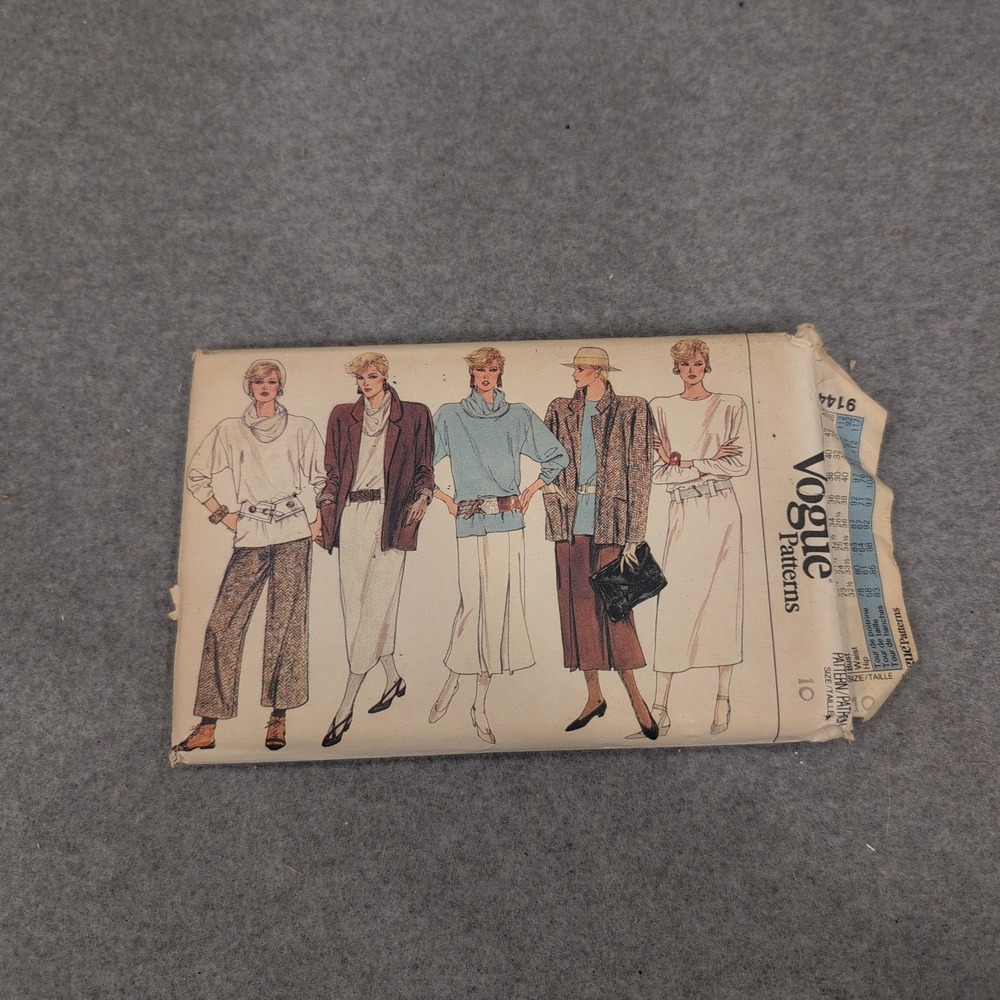 Vogue 9144 Misses Jacket Dress Tunic Skirt Pants Sewing Pattern Size 10 1980s